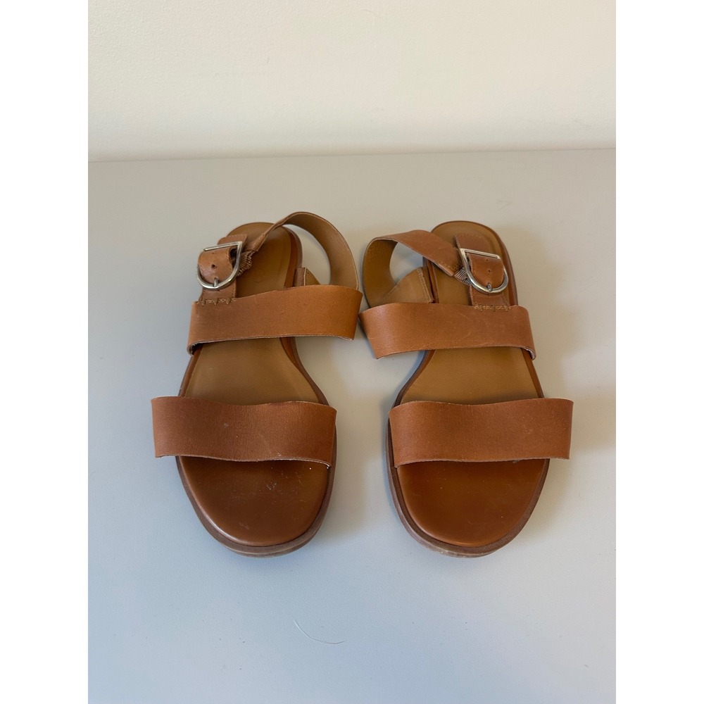 Franco Sarto Maura Cognac Brown Leather Flat Sandals | Size 9